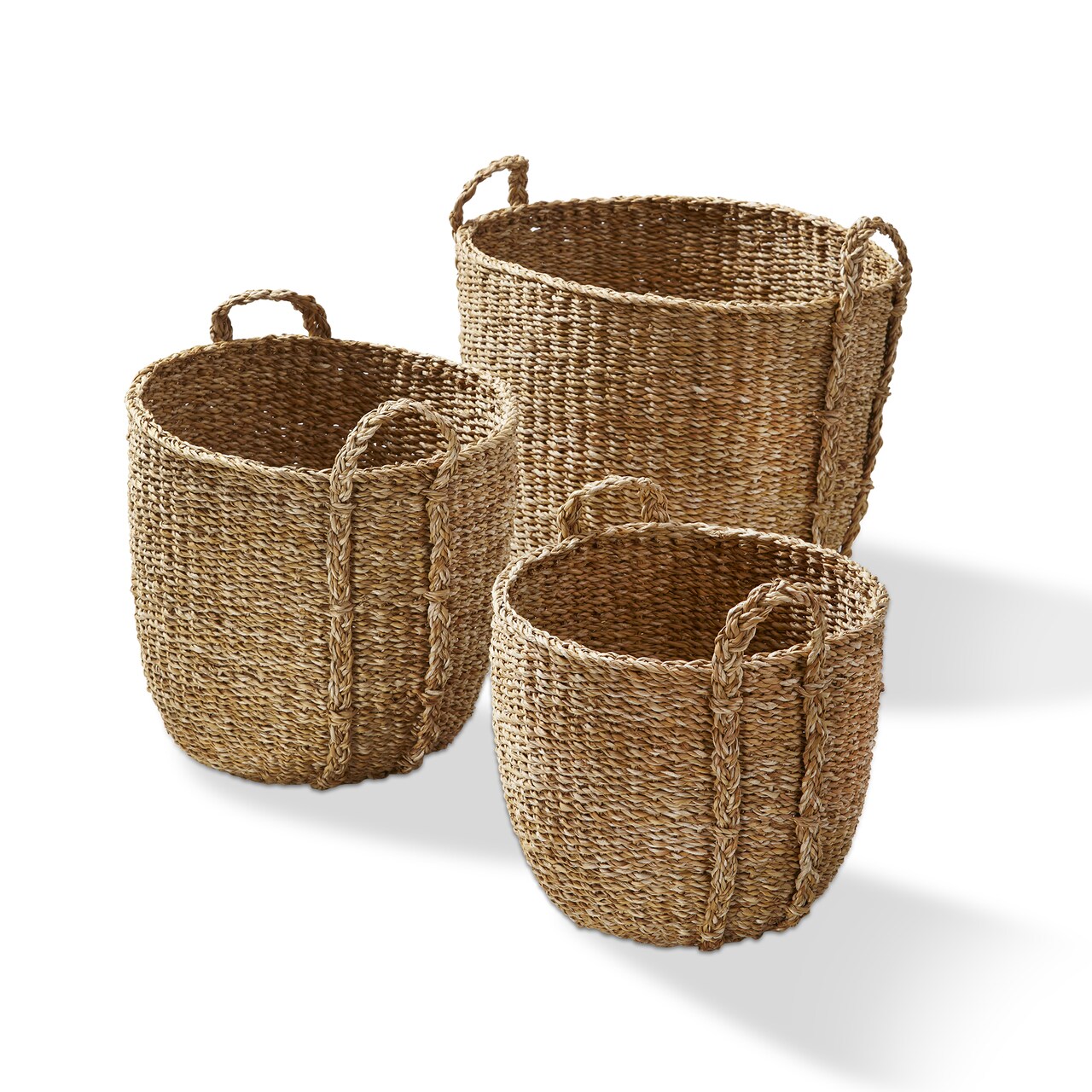 Round Kura Decorative Seagrass Basket for Everyday Use - 16" H x 17" L x 17" W - Easy to Clean